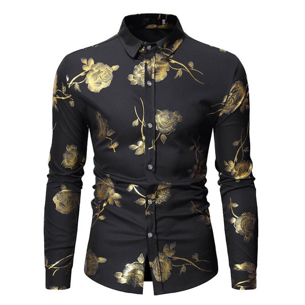 golden rose print mens designer shirts fashion lapel neck single breasted mens shirts casual males clothing, White;black
golden rose print mens designer shirts fashion lapel neck single breasted mens shirts casual males clothing, White;black