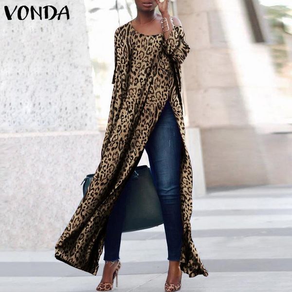 casual dresses plus size women dress vonda 2021 autumn long sleeve leopard print high split club party maxi loose vestidos, Black;gray
casual dresses plus size women dress vonda 2021 autumn long sleeve leopard print high split club party maxi loose vestidos, Black;gray