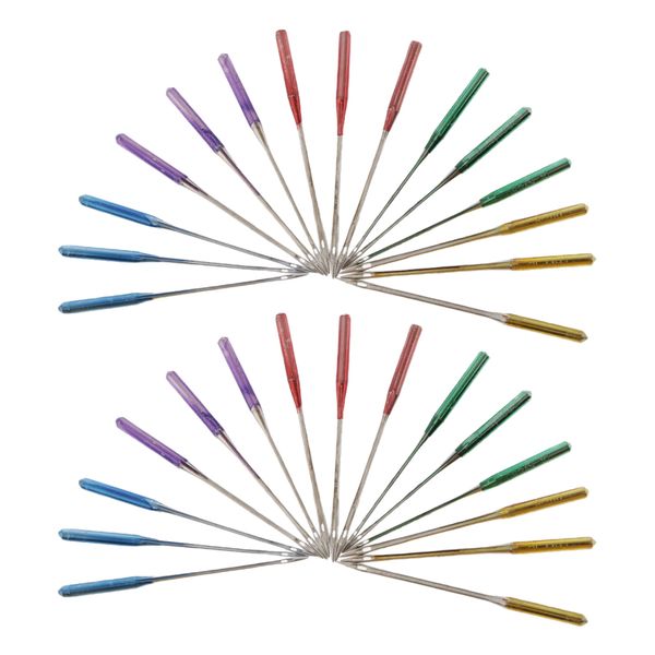 30x universal sewing machine needles - 5 pack of 3 needles sizes: 90/14,110/18,65/9,100/16,75/11, Black
30x universal sewing machine needles - 5 pack of 3 needles sizes: 90/14,110/18,65/9,100/16,75/11, Black