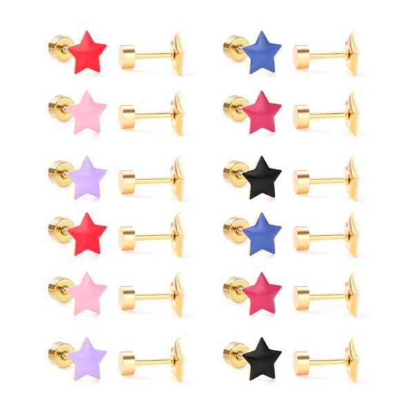 12pairs/lot wholesale colorful stone screw earrings brand new earrings star shape female jewellery lots, Golden;silver 
12pairs/lot wholesale colorful stone screw earrings brand new earrings star shape female jewellery lots, Golden;silver