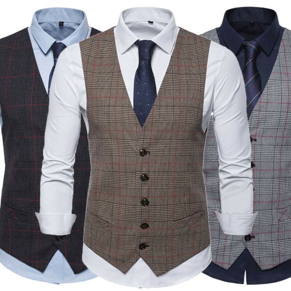 men's vests fashion men`s formal dress vest tuxedo waistcoat business suit slim plaid v-neck blazer jacket, Black;white
men's vests fashion men`s formal dress vest tuxedo waistcoat business suit slim plaid v-neck blazer jacket, Black;white