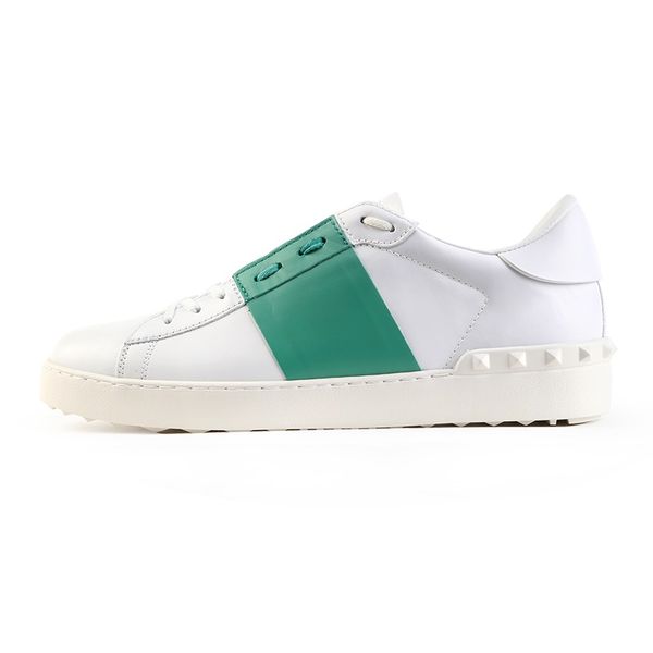 luxury designer shoes platform men women rivet sliver black green pink stripe leather casual shoe t01
luxury designer shoes platform men women rivet sliver black green pink stripe leather casual shoe t01