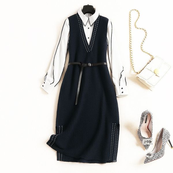 white chiffon blouse + sleeveless knitted vest dress 2 pcs set women 2020 spring office lady suit 3611ly
white chiffon blouse + sleeveless knitted vest dress 2 pcs set women 2020 spring office lady suit 3611ly