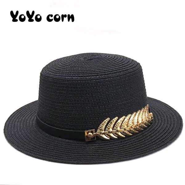 vacation panama straw cap women brim beach hat foldable chapeau ladies shade black belt with golden leaves summer sun hat, Blue;gray
vacation panama straw cap women brim beach hat foldable chapeau ladies shade black belt with golden leaves summer sun hat, Blue;gray