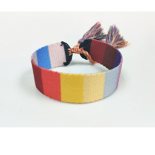 2019 fashion rainbow cotton fabric embroidery bracelet adjustable women bangle jewelry woven bangle tassel lace-up bracelet, Golden;silver
2019 fashion rainbow cotton fabric embroidery bracelet adjustable women bangle jewelry woven bangle tassel lace-up bracelet, Golden;silver