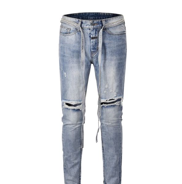 19SS Mens Designer Jeans Fashion Brand LOGO FEAR OG GOD 6TH Hole ribbon Long Denim Slim Pencil Pants Hip-hop High Street Rock Trousers
19SS Mens Designer Jeans Fashion Brand LOGO FEAR OG GOD 6TH Hole ribbon Long Denim Slim Pencil Pants Hip-hop High Street Rock Trousers