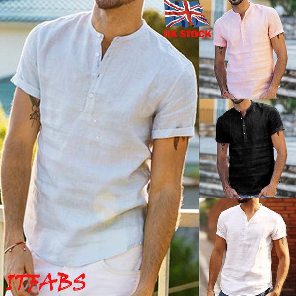 men's linen short sleeve summer solid shirts casual loose dress soft, White;black
men's linen short sleeve summer solid shirts casual loose dress soft, White;black