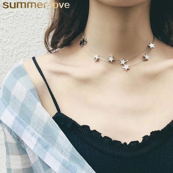 trandy pentagram multi-layer chain necklaces for women korean fashion simple sweet short chain choker necklace jewelry accessories gift, Silver
trandy pentagram multi-layer chain necklaces for women korean fashion simple sweet short chain choker necklace jewelry accessories gift, Silver