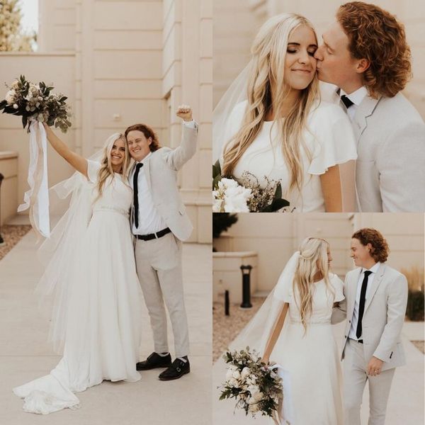 simple jewel neck short sleeve chiffon wedding dresses white a line sweep train beach boho bridal gowns with sash
simple jewel neck short sleeve chiffon wedding dresses white a line sweep train beach boho bridal gowns with sash