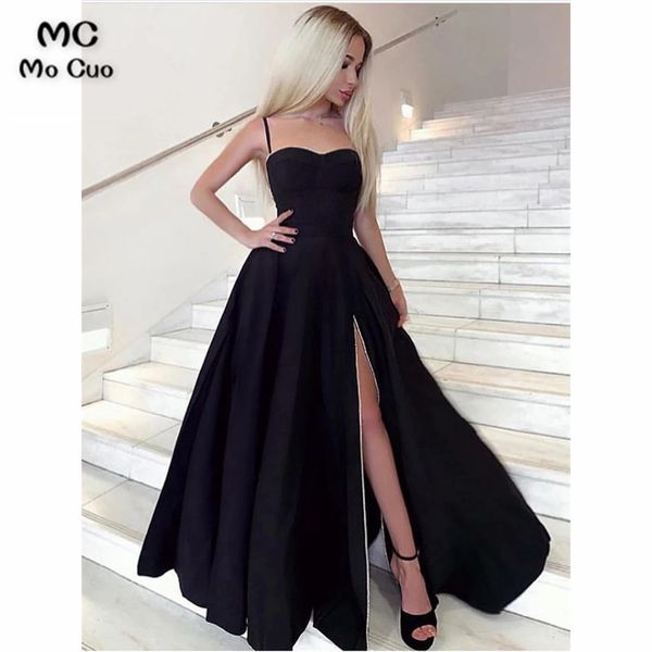 black evening dresses long sweetheart spaghetti straps front slit women's evening dress satin prom dress custom made, White;black
black evening dresses long sweetheart spaghetti straps front slit women's evening dress satin prom dress custom made, White;black