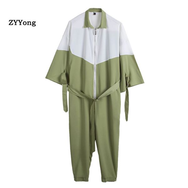 2020 fashion men romper stitching color jumpsuit with belt half sleeve streetwear casual pants men cargo overalls ankle length, Black
2020 fashion men romper stitching color jumpsuit with belt half sleeve streetwear casual pants men cargo overalls ankle length, Black