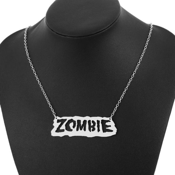 cool goth english letter zombie hollow out pendant necklace stainless steel punk choker necklaces women men jewelry, Silver
cool goth english letter zombie hollow out pendant necklace stainless steel punk choker necklaces women men jewelry, Silver