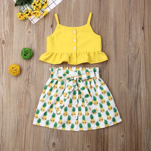 2019 2pcs newborn kid baby girl clothes set sleeveless pineapple skirts outfit summer clothes set, White
2019 2pcs newborn kid baby girl clothes set sleeveless pineapple skirts outfit summer clothes set, White