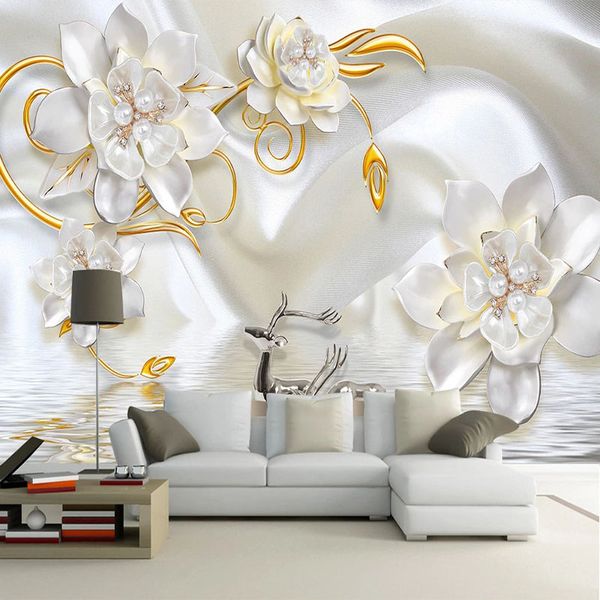 custom mural wallpaper 3d relief pearl jewelry flower silk wallpaper living room bedroom home decor papel de parede sala
custom mural wallpaper 3d relief pearl jewelry flower silk wallpaper living room bedroom home decor papel de parede sala