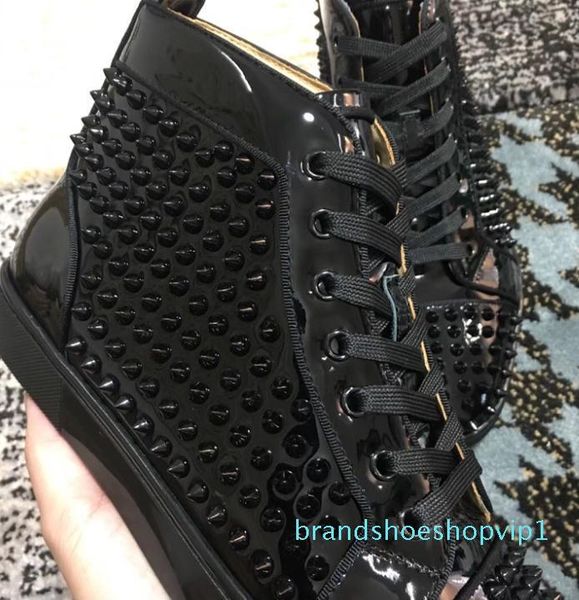 t-quality pik pik rivets black patent leather red bottom sneaker shoes men spikes sneaker luxurious women studs party dress weddingt05
t-quality pik pik rivets black patent leather red bottom sneaker shoes men spikes sneaker luxurious women studs party dress weddingt05