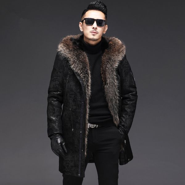 men's leather & faux real fur coat winter jacket men luxury parka clothes 2021 raccoon collar warm long jackets plus size 192301, Black
men's leather & faux real fur coat winter jacket men luxury parka clothes 2021 raccoon collar warm long jackets plus size 192301, Black