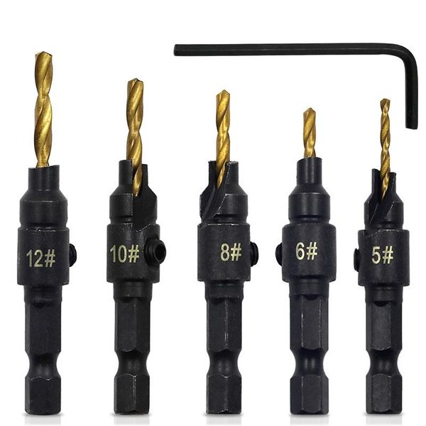 5pcs hss woodworking ti countersink drill bit set wood countersinks screw size #6 #8 #10 #12 #14
5pcs hss woodworking ti countersink drill bit set wood countersinks screw size #6 #8 #10 #12 #14