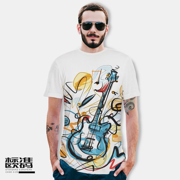 лето потерять большой размер футболки ручной росписью рисунок гитары цифровой 3d напечатаны короткий рукав футболку, White;black 
лето потерять большой размер футболки ручной росписью рисунок гитары цифровой 3d напечатаны короткий рукав футболку, White;black
