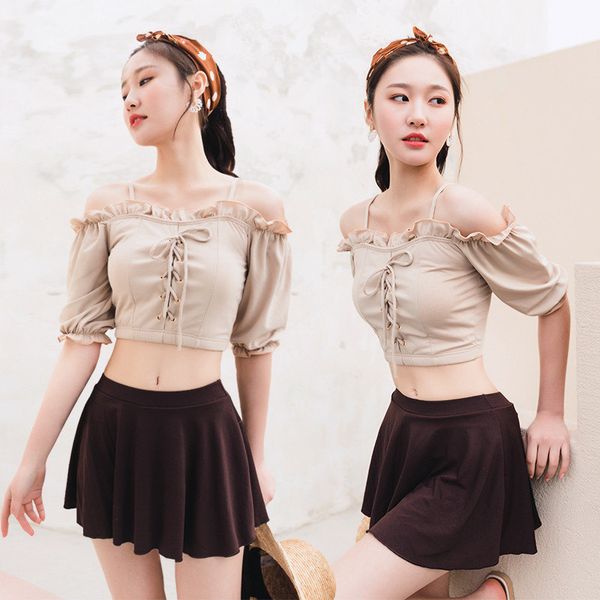 bikinis set swimsuit women's split two-piece sleeves fresh and conservative thin small chest gathered swimwear simple comfortable not t
bikinis set swimsuit women's split two-piece sleeves fresh and conservative thin small chest gathered swimwear simple comfortable not t