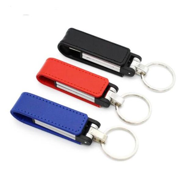 

Металлическая цепочка для ключей Кожа USB флэш-накопитель 32 ГБ 64 ГБ USB Pendrive 2.0 U Диск с ручкой 128 ГБ