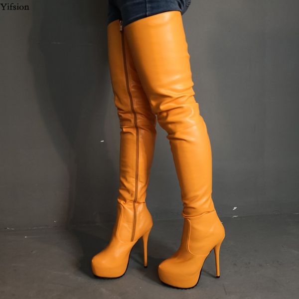 olomm women platform thigh high boots stiletto high heels boots round toe orange dress shoes women plus us size 5-15, Black
olomm women platform thigh high boots stiletto high heels boots round toe orange dress shoes women plus us size 5-15, Black