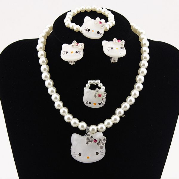 1set=4pcs girls kids baby princess crystal white/pink kitty cat necklace imitation pearl beads jewelry set children, Silver
1set=4pcs girls kids baby princess crystal white/pink kitty cat necklace imitation pearl beads jewelry set children, Silver