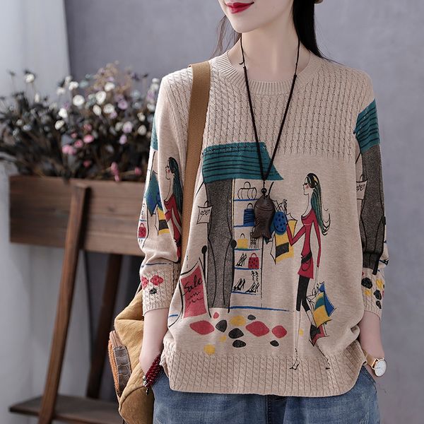 new artsy printed sweater women shopping twisted jumper pullover casual femme sweater, White;black
new artsy printed sweater women shopping twisted jumper pullover casual femme sweater, White;black