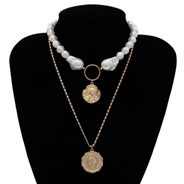 fashion multi layered simulated pearl choker necklace collar statement carved coin pendant necklace women girls jewelry, Silver
fashion multi layered simulated pearl choker necklace collar statement carved coin pendant necklace women girls jewelry, Silver