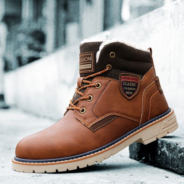 coturno high mens boots leather winter snow boots men waterproof with fur keep warm round toe timber booties land shoes, Black
coturno high mens boots leather winter snow boots men waterproof with fur keep warm round toe timber booties land shoes, Black