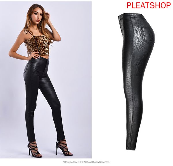 european and american women's pu leather pants autumn and winter black high waist velvet faux leather pants buttons slim, Black;white
european and american women's pu leather pants autumn and winter black high waist velvet faux leather pants buttons slim, Black;white