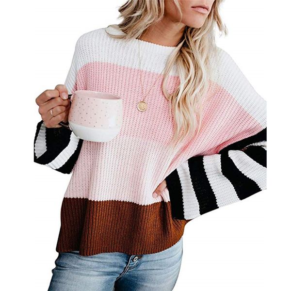 women's sweaters womens casual crew neck color block oversized lightweight sweater long sleeve knit pullover jumper camisola inverno, White;black
women's sweaters womens casual crew neck color block oversized lightweight sweater long sleeve knit pullover jumper camisola inverno, White;black