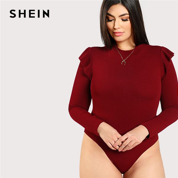 shein burgundy long sleeve ruffle casual women plus size bodysuit 2018 autumn mock neck frill shoulder stretchy solid bodysuits, Black;white
shein burgundy long sleeve ruffle casual women plus size bodysuit 2018 autumn mock neck frill shoulder stretchy solid bodysuits, Black;white