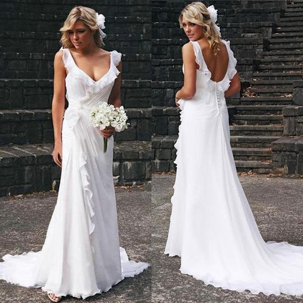 vintage bohemian wedding dresses white v neck sleeveless long ruffles boho bridal gowns vestido de noiva
vintage bohemian wedding dresses white v neck sleeveless long ruffles boho bridal gowns vestido de noiva