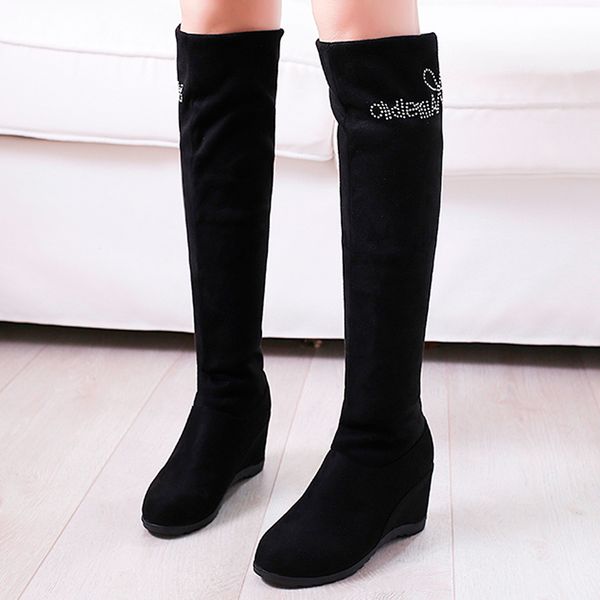 women's crystal knee high boots winter new fashion solid increased wedges heels thigh-high boots shoes botas mujer invierno 2019, Black
women's crystal knee high boots winter new fashion solid increased wedges heels thigh-high boots shoes botas mujer invierno 2019, Black