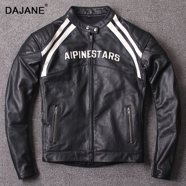 highway 63. men's genuine leather overalls the first layer cowhide genuine leather collar motorcycle jackets, Black
highway 63. men's genuine leather overalls the first layer cowhide genuine leather collar motorcycle jackets, Black