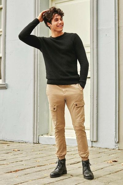 defacto fashion man cargo pants for men's solid pockets simple casual loose leisure trousers male autumn - m5636az19au, Black
defacto fashion man cargo pants for men's solid pockets simple casual loose leisure trousers male autumn - m5636az19au, Black