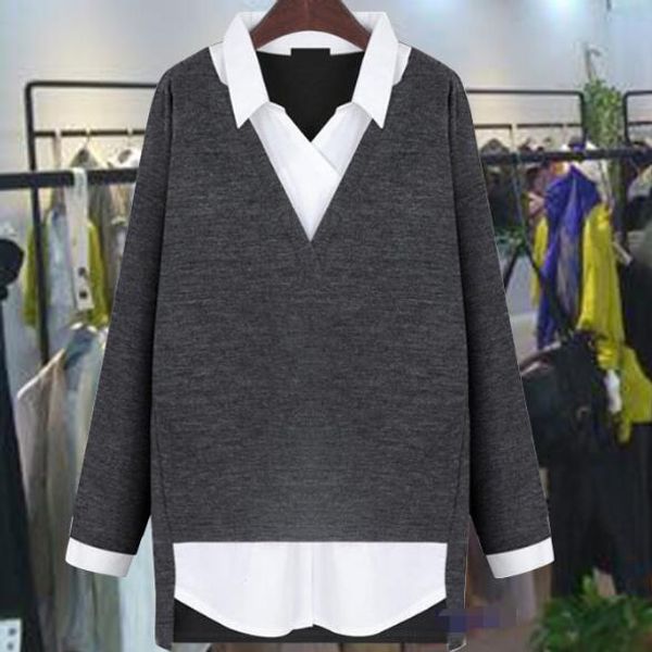 2020 spring women fake two-piece blouses women shirt vintage turn-down collar shirts loose slim mujer plus size 5xl ad4, White
2020 spring women fake two-piece blouses women shirt vintage turn-down collar shirts loose slim mujer plus size 5xl ad4, White