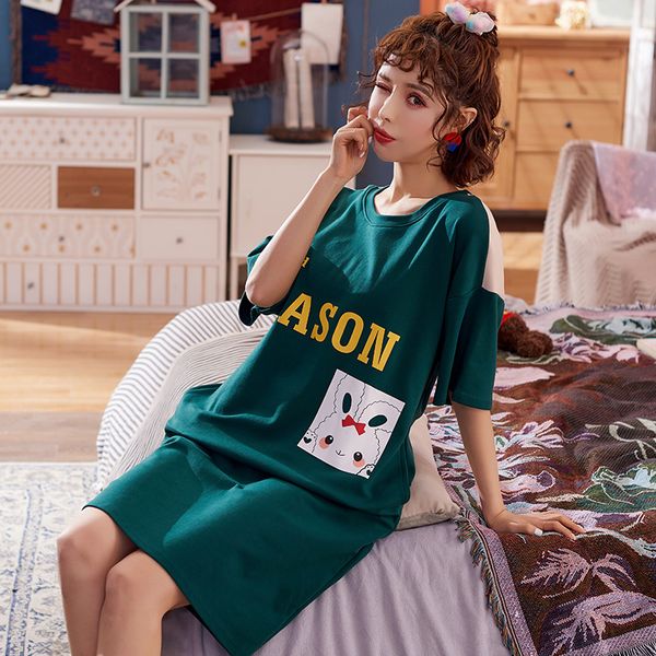 perfering new cotton womens spring round neck cartoon kawaii sleepwear nighty female casual nightdress summer green, Black;red
perfering new cotton womens spring round neck cartoon kawaii sleepwear nighty female casual nightdress summer green, Black;red