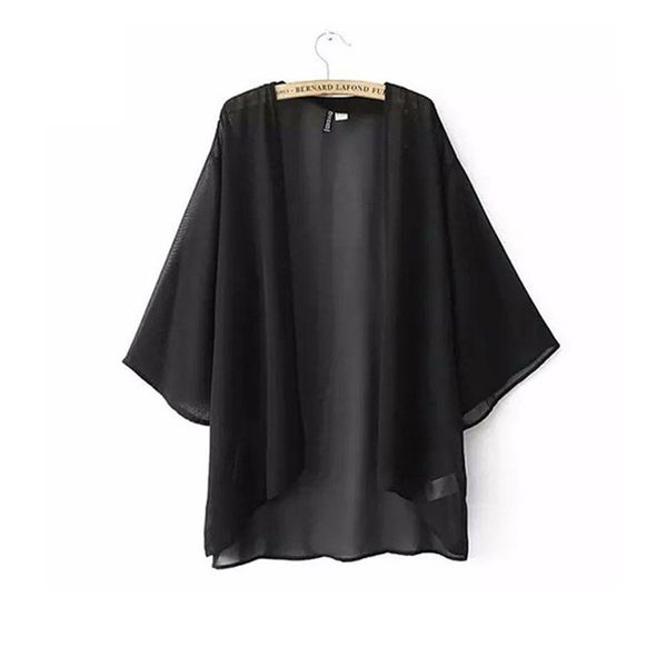 chiffon kimono cardigan casual 3/4 batwing sleeve loose black women blouses shirts plus size summer women outerwear top, White
chiffon kimono cardigan casual 3/4 batwing sleeve loose black women blouses shirts plus size summer women outerwear top, White