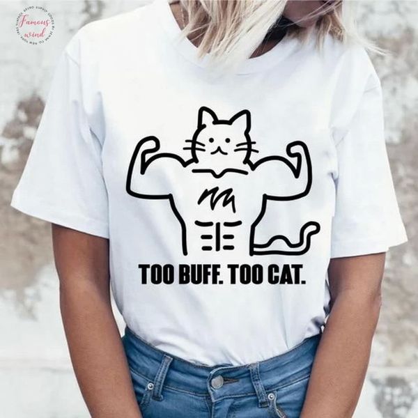 women gato cate funny print t shirt girl 2020 summer ulzzang too buff too cat harajuku tshirt girl 90s graphic t shirt,drop, White
women gato cate funny print t shirt girl 2020 summer ulzzang too buff too cat harajuku tshirt girl 90s graphic t shirt,drop, White