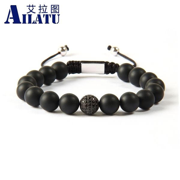ailatu new design wholesale 10pcs/lot 10mm natural matte onyx stone with micro pave black cz ball macrame bracelet for men, Golden;silver
ailatu new design wholesale 10pcs/lot 10mm natural matte onyx stone with micro pave black cz ball macrame bracelet for men, Golden;silver