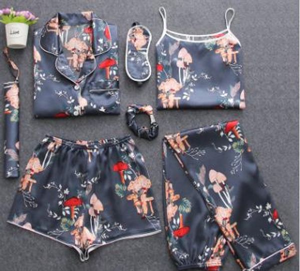 autumn 2019 new 7 pcs sleepwear summer pyjamas women pajamas set pijama silk floral sleep clothing home clothes, Black;red
autumn 2019 new 7 pcs sleepwear summer pyjamas women pajamas set pijama silk floral sleep clothing home clothes, Black;red
