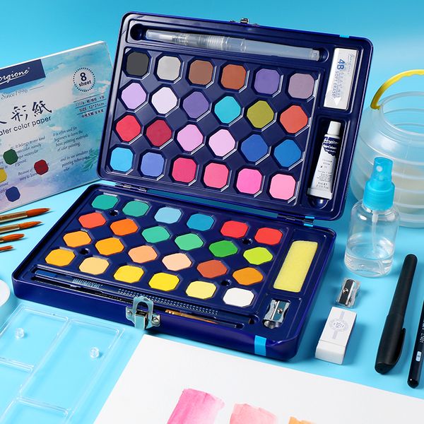 watercolor pigment solid set hand-painted 24-color 36-color iron box portable children's packing artistic supplies
watercolor pigment solid set hand-painted 24-color 36-color iron box portable children's packing artistic supplies