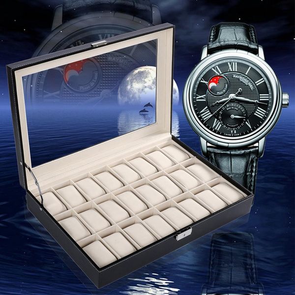 кожа часы витрину часы организатор case black 24 слоты ювелирных изделий коробка для хранения, Black;blue
кожа часы витрину часы организатор case black 24 слоты ювелирных изделий коробка для хранения, Black;blue