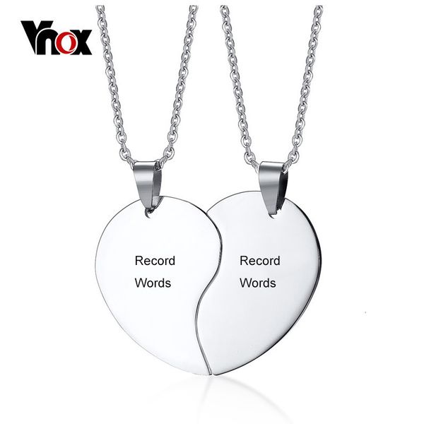 vnox сердце любовь ожерелья для пар цвет нержавеющая сталь индивидуальные имя обещание ожерелье для женщин мужчин ювелирные изделия, Silver
vnox сердце любовь ожерелья для пар цвет нержавеющая сталь индивидуальные имя обещание ожерелье для женщин мужчин ювелирные изделия, Silver