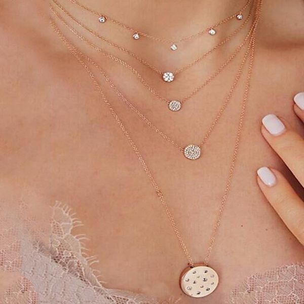 2019 simple statement round crystal disco coin chain necklace pendant gold sequins multi layers necklaces women punk neck collar, Golden;silver
2019 simple statement round crystal disco coin chain necklace pendant gold sequins multi layers necklaces women punk neck collar, Golden;silver