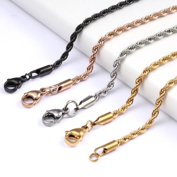 tjp 18''-32'' silver/rose gold/gold/black 316l stainless steel 2.4mm twist chain pendant necklace jewelry for women/men
tjp 18''-32'' silver/rose gold/gold/black 316l stainless steel 2.4mm twist chain pendant necklace jewelry for women/men