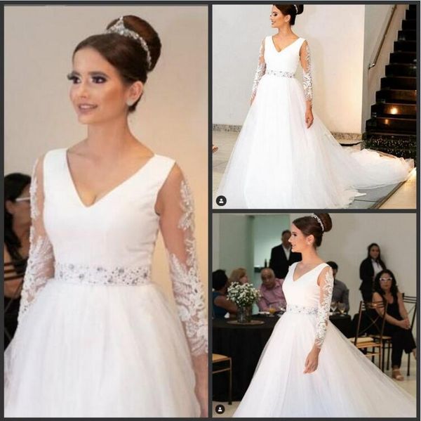 white satin a line long sleeve v neck princess wedding dresses vestidos de novia plus size wedding dresses bridal gowns 2019
white satin a line long sleeve v neck princess wedding dresses vestidos de novia plus size wedding dresses bridal gowns 2019