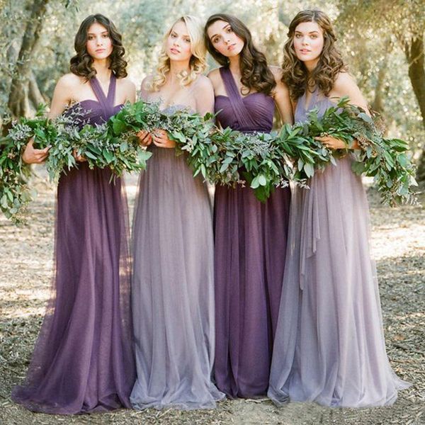 long soft tulle convertible bridesmaid dresses floor length 2019 summer purple blush pink beach wedding party dress lace up vestido longo, White;pink
long soft tulle convertible bridesmaid dresses floor length 2019 summer purple blush pink beach wedding party dress lace up vestido longo, White;pink