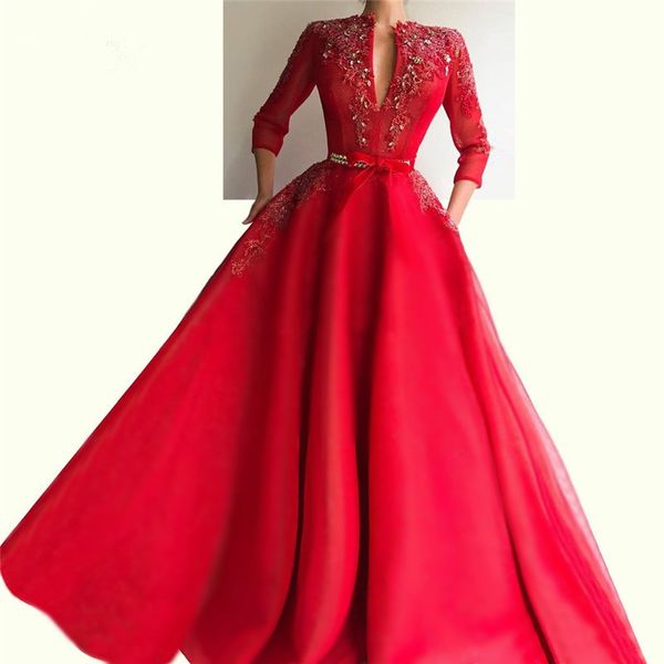 2020 plus size prom red dresses elegant woman long sleeves formal party dress muslim arabic evening gowns, Black
2020 plus size prom red dresses elegant woman long sleeves formal party dress muslim arabic evening gowns, Black